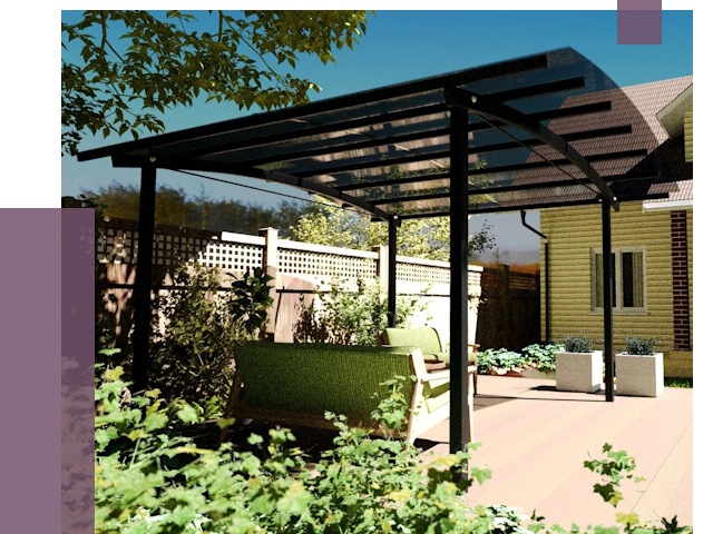 Навесы для террасы в Инте от 12931 руб. под ключ | ПРОЛЁТ-Инт